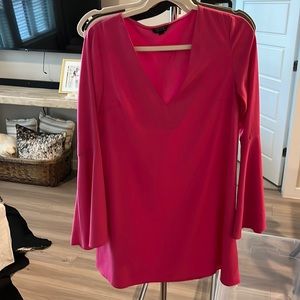 Pink flowy mini dress with bell sleeves